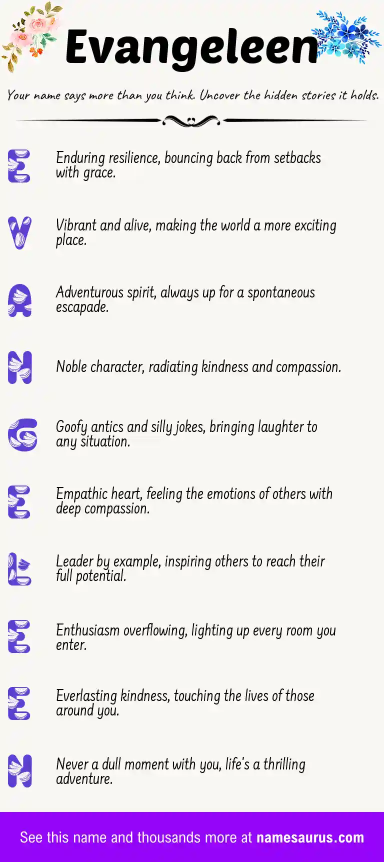 Acrostic poem about Evangeleen.