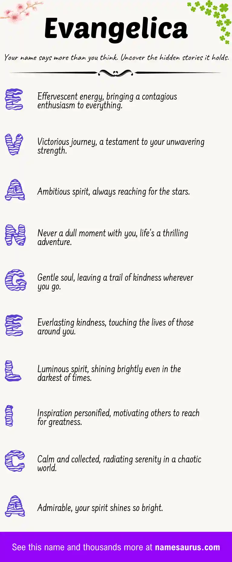 Acrostic poem about Evangelica.