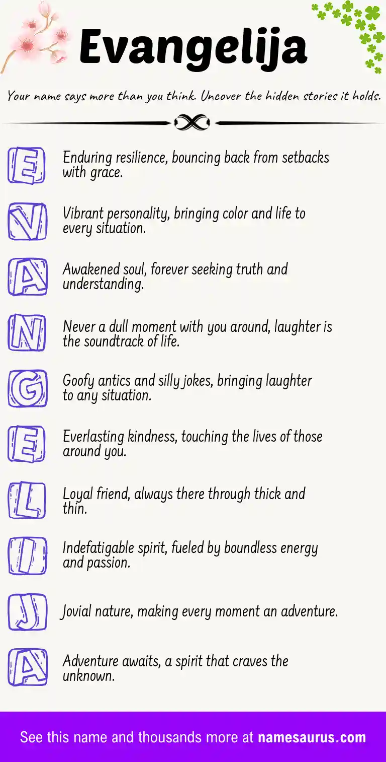 Acrostic poem about Evangelija.