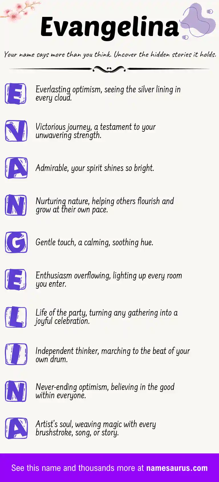 Acrostic poem about Evangelina.