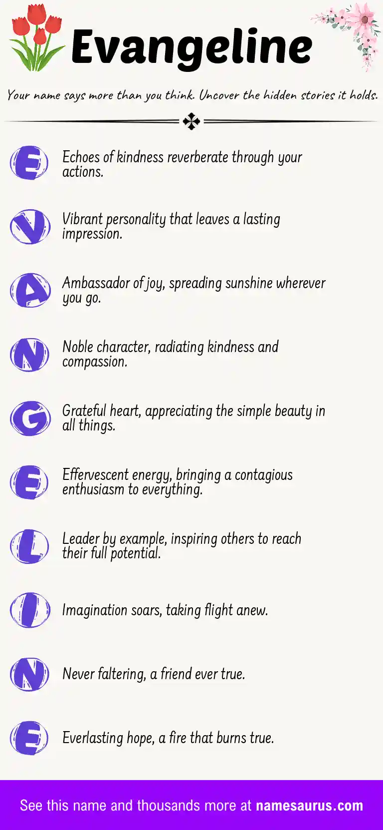 Acrostic poem about Evangeline.