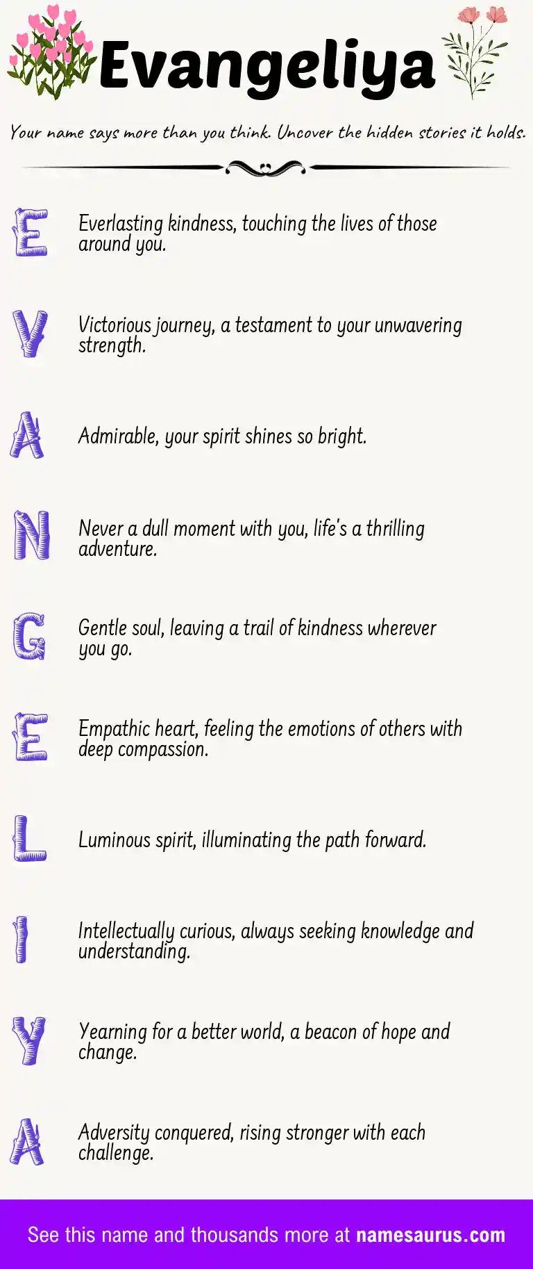 Acrostic poem about Evangeliya.