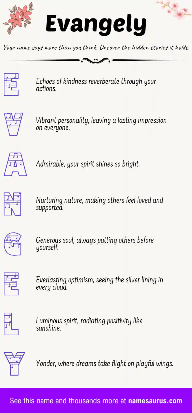 Acrostic poem about Evangely.