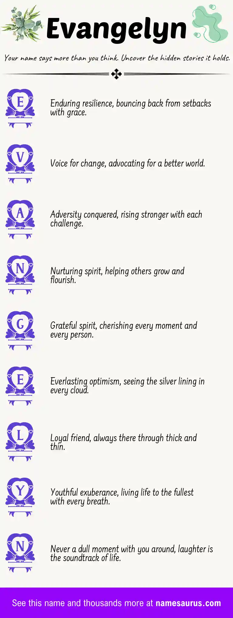 Acrostic poem about Evangelyn.