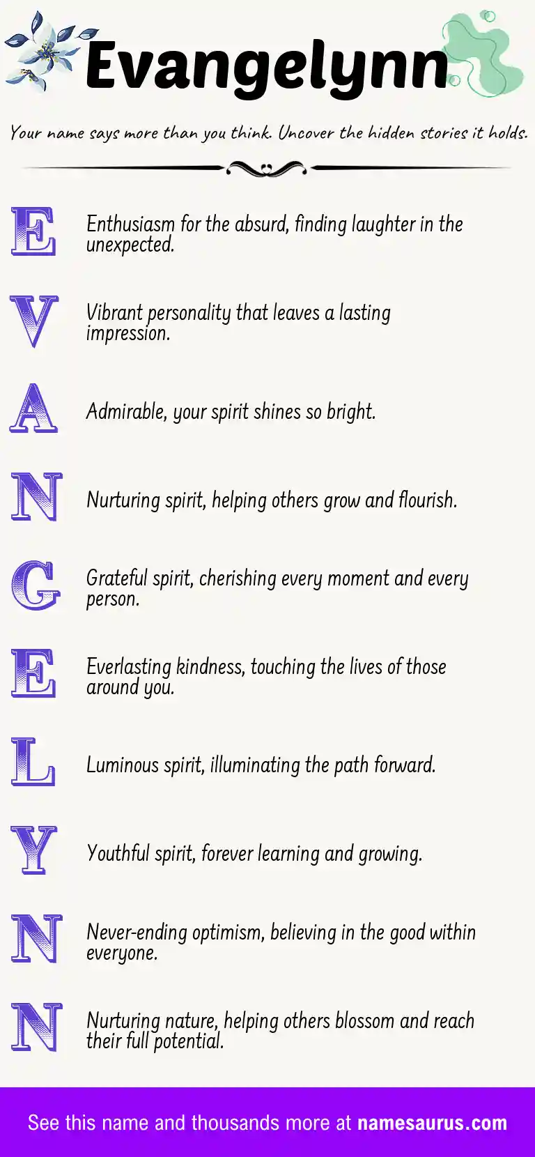 Acrostic poem about Evangelynn.
