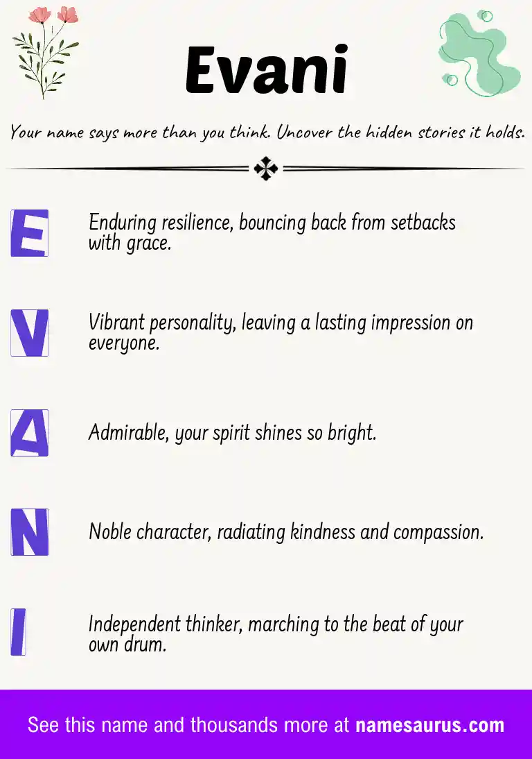 Acrostic poem about Evani.