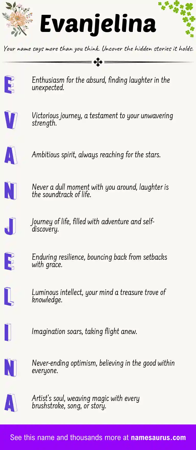 Acrostic poem about Evanjelina.