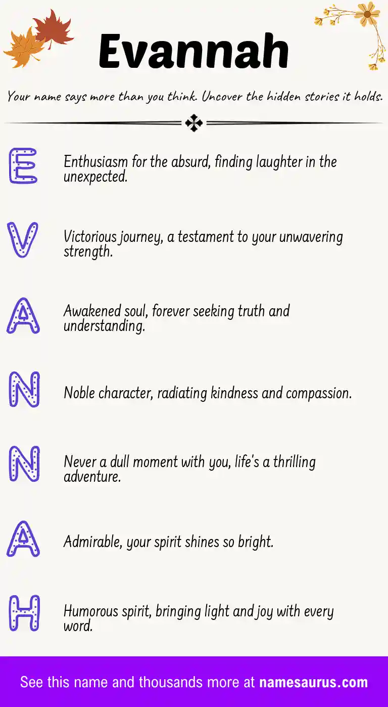 Acrostic poem about Evannah.