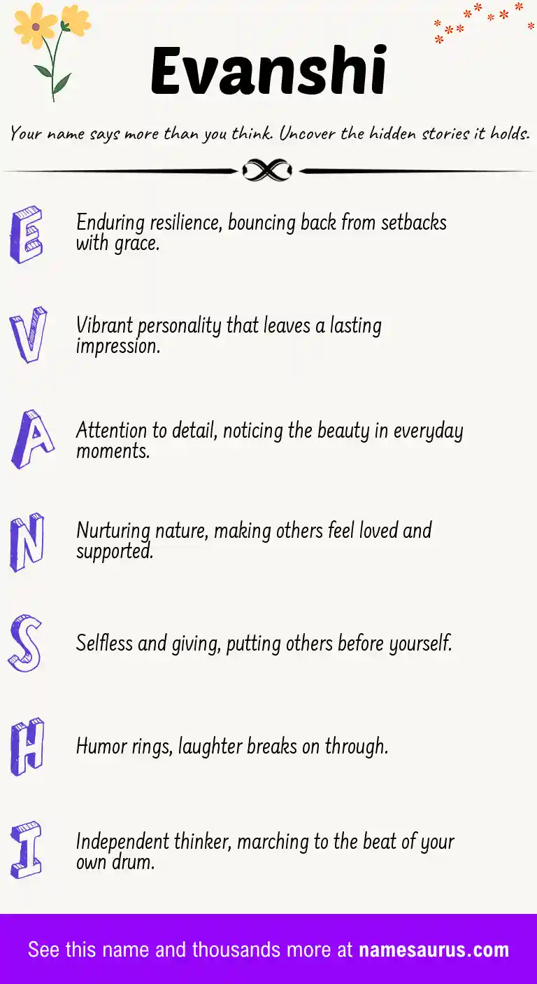 Acrostic poem about Evanshi.