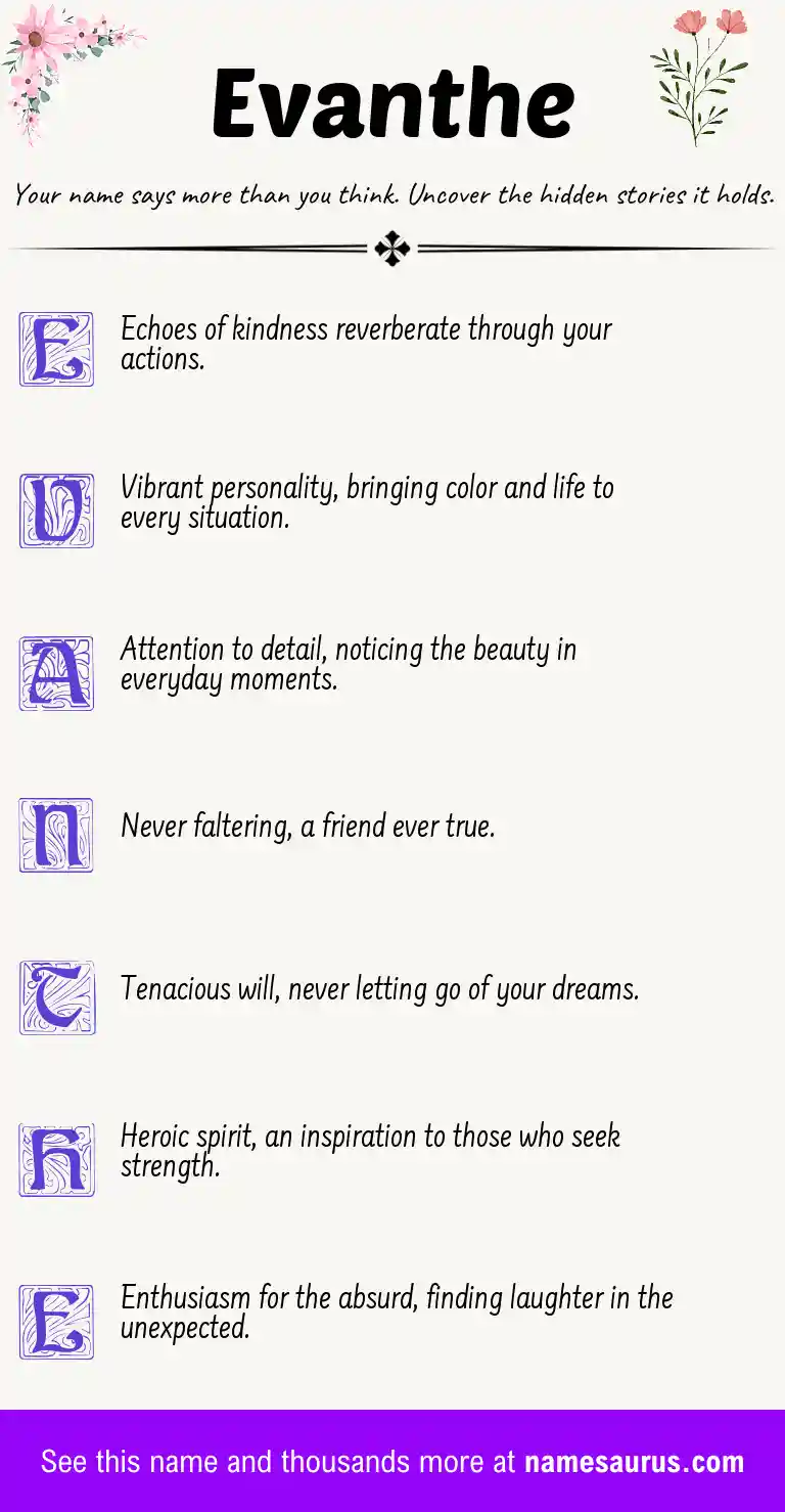 Acrostic poem about Evanthe.