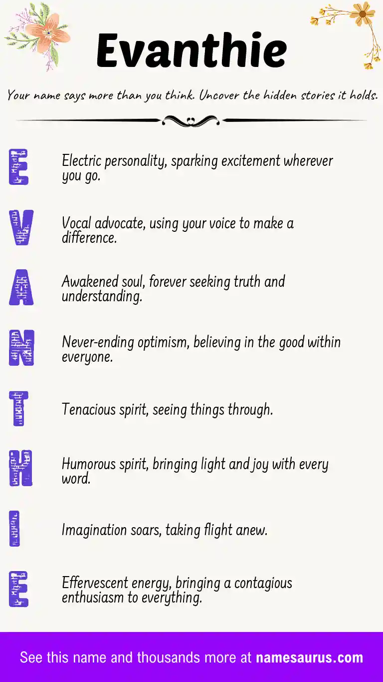 Acrostic poem about Evanthie.