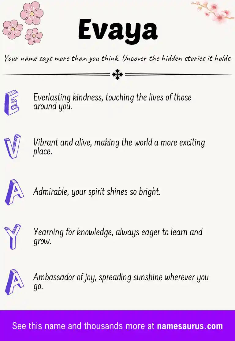 Acrostic poem about Evaya.