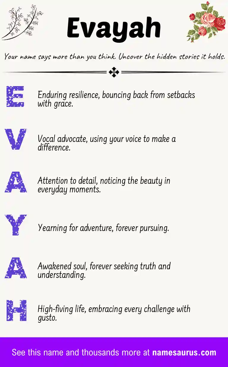Acrostic poem about Evayah.