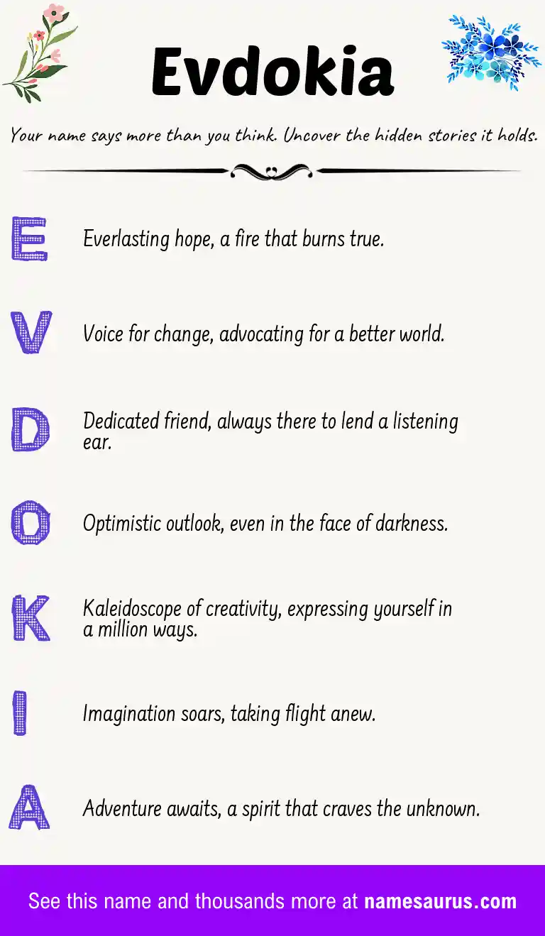 Acrostic poem about Evdokia.