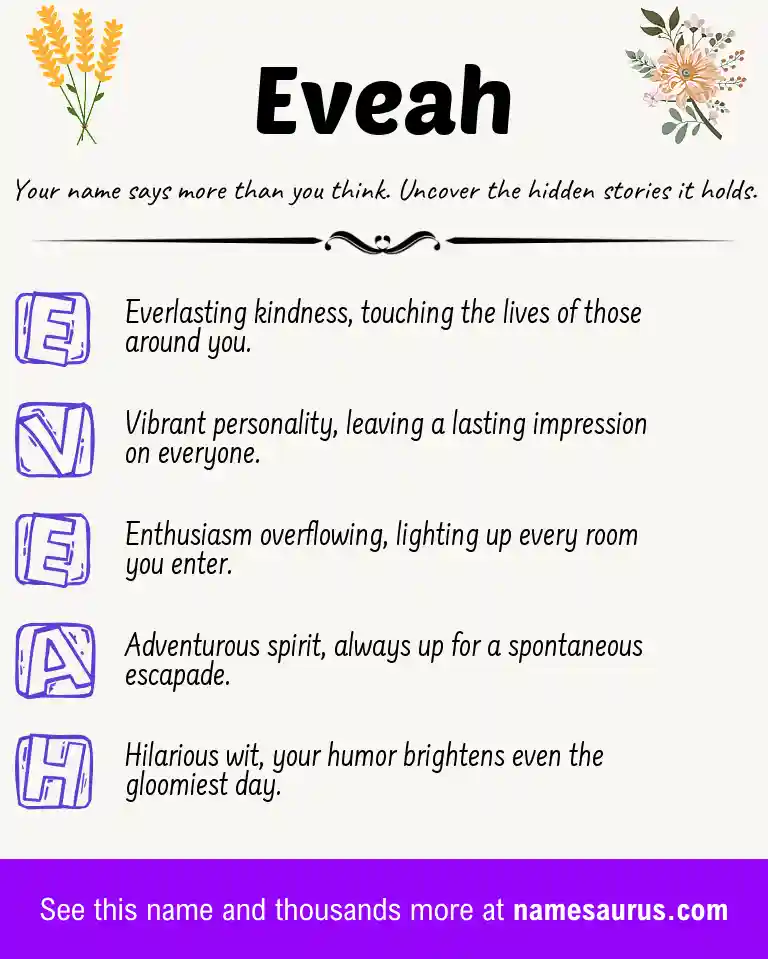 Acrostic poem about Eveah.