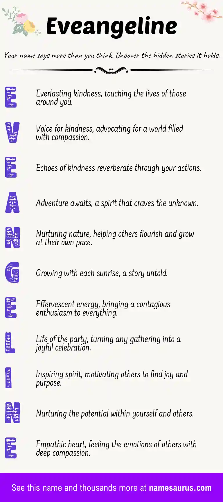Acrostic poem about Eveangeline.