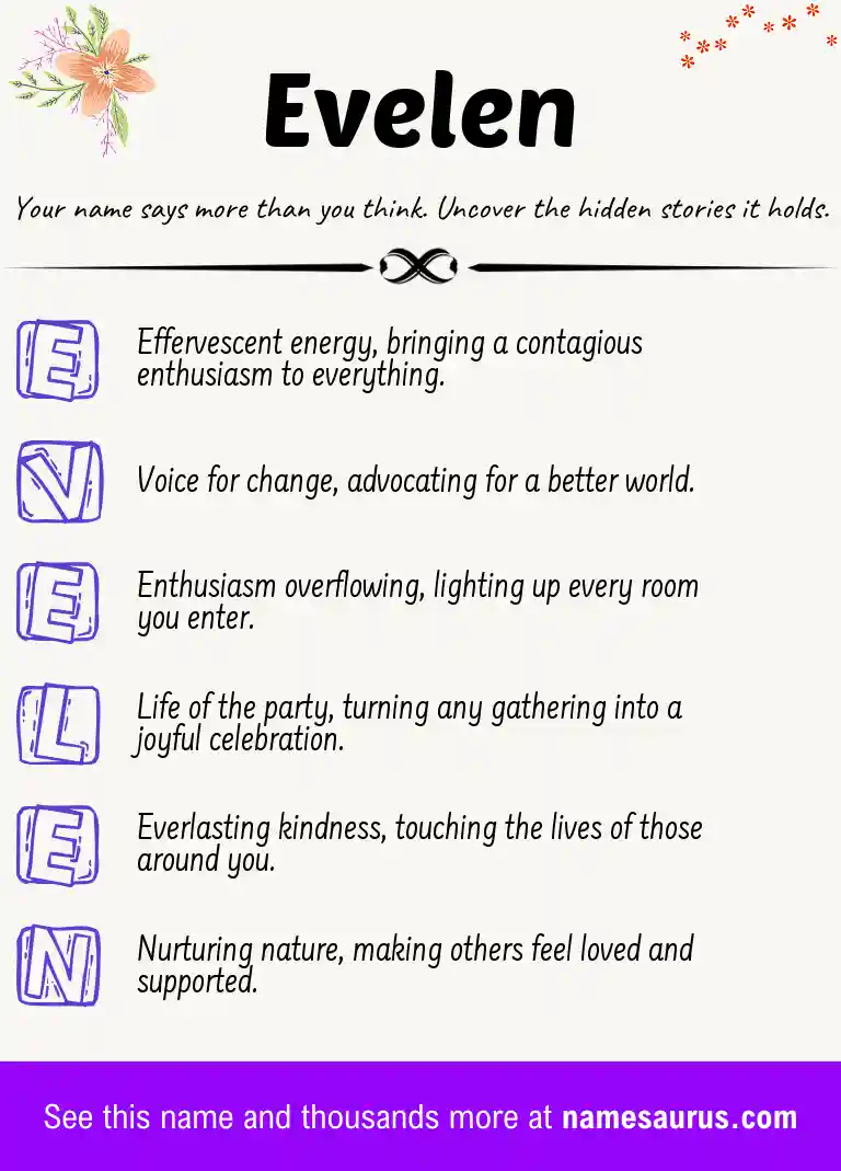 Acrostic poem about Evelen.