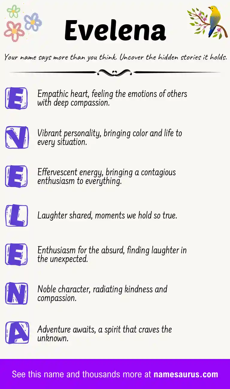 Acrostic poem about Evelena.