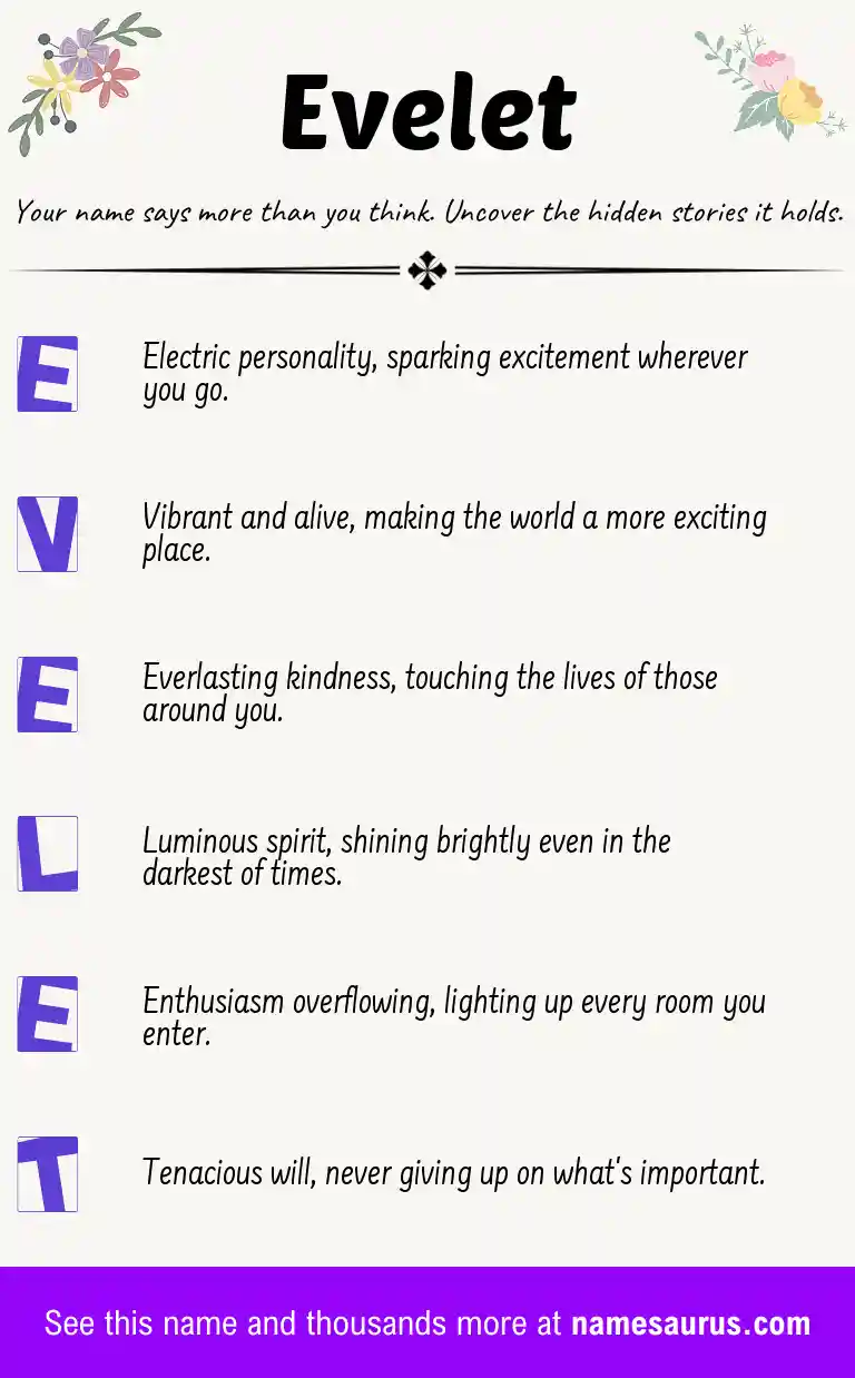 Acrostic poem about Evelet.