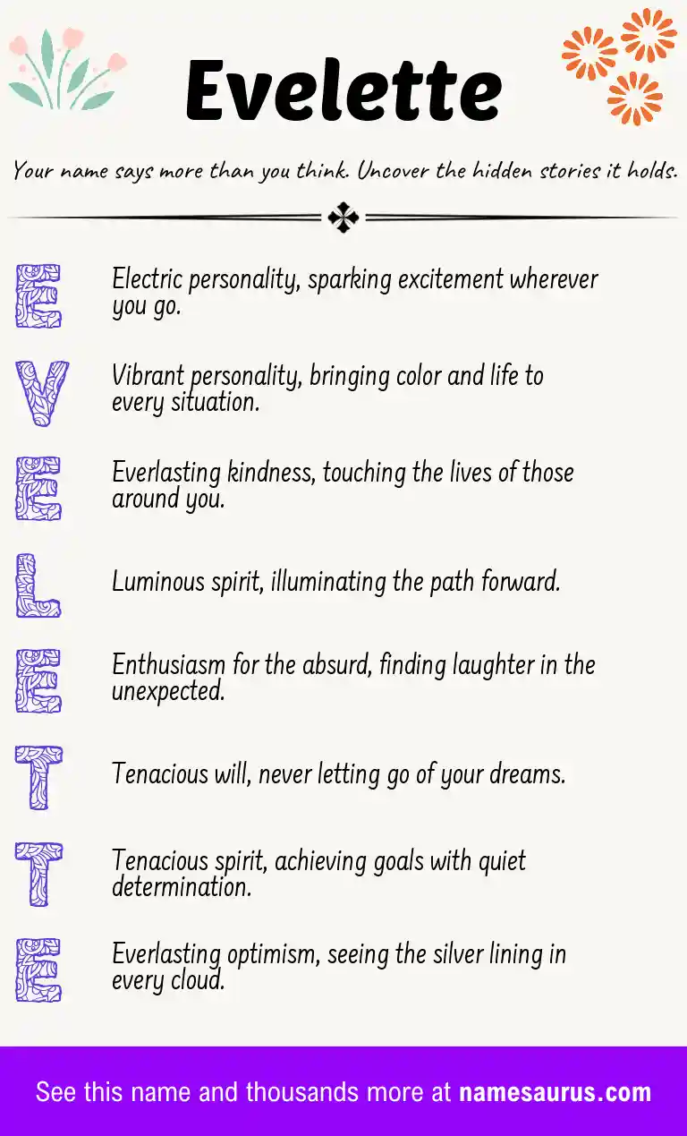 Acrostic poem about Evelette.