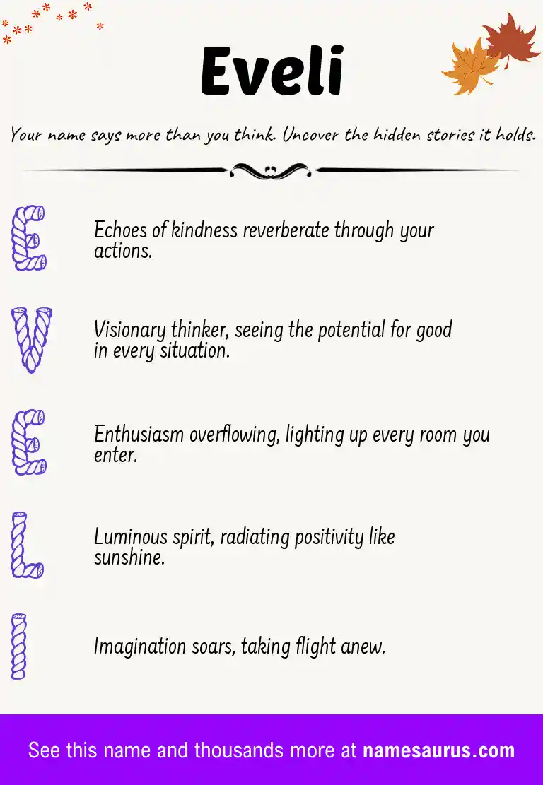 Acrostic poem about Eveli.