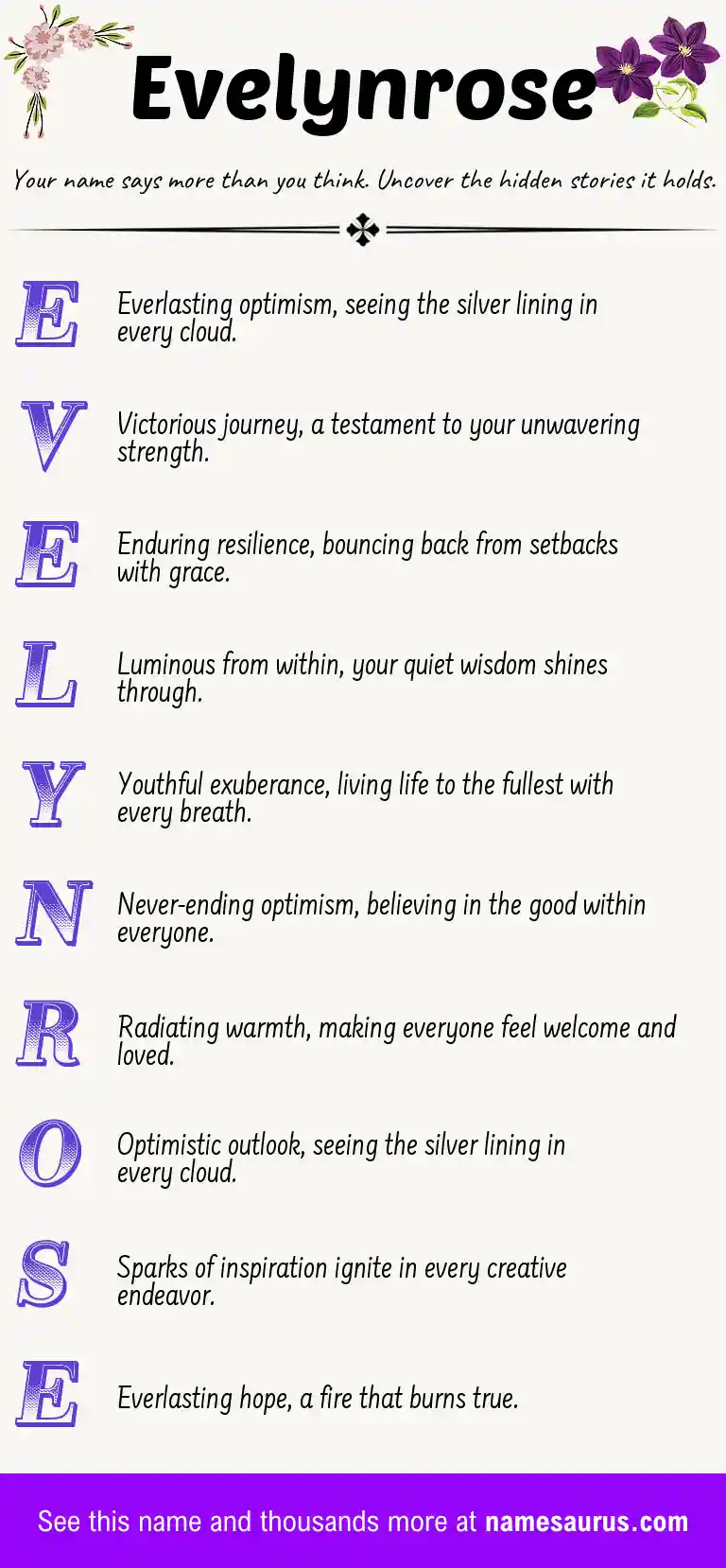 Acrostic poem about Evelynrose.