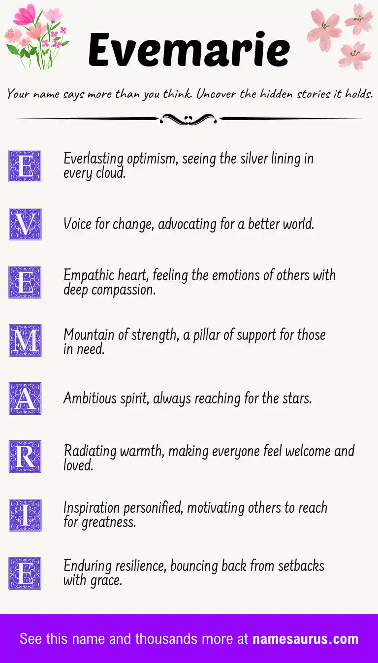 Acrostic poem about Evemarie.