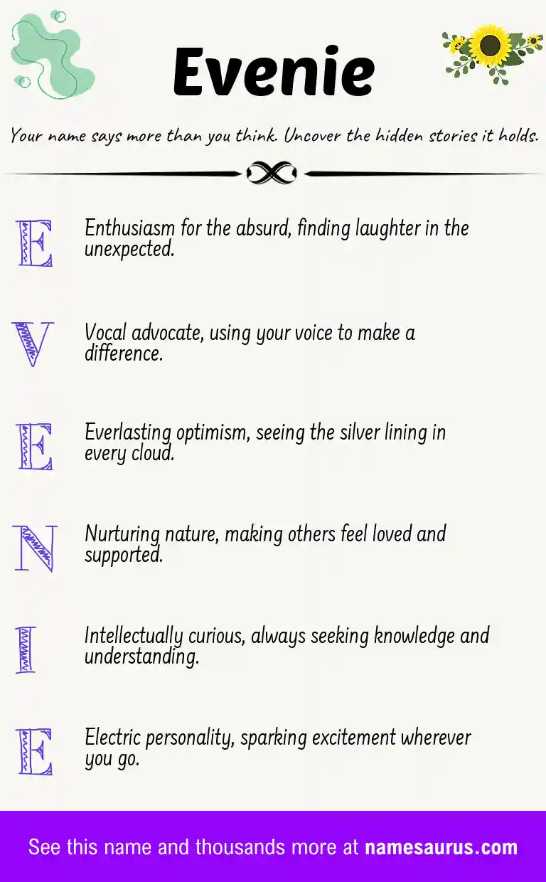 Acrostic poem about Evenie.