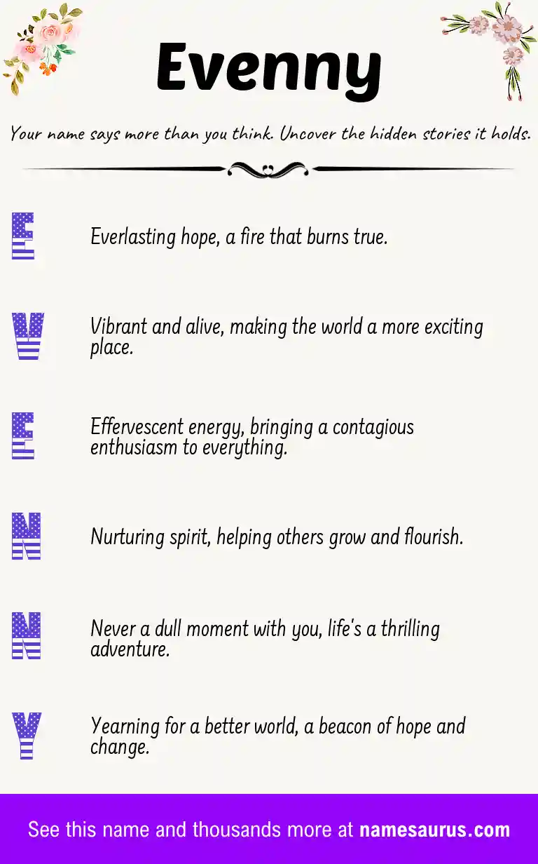 Acrostic poem about Evenny.