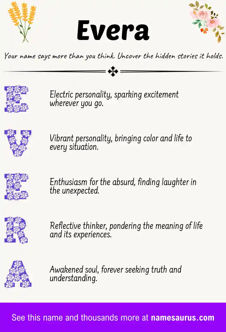 Acrostic poem about Evera.