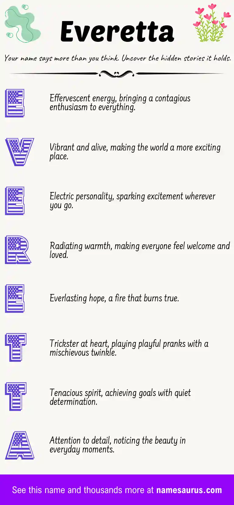 Acrostic poem about Everetta.