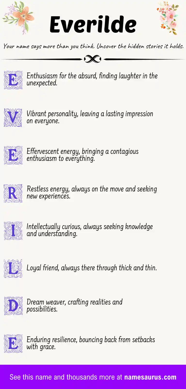 Acrostic poem about Everilde.