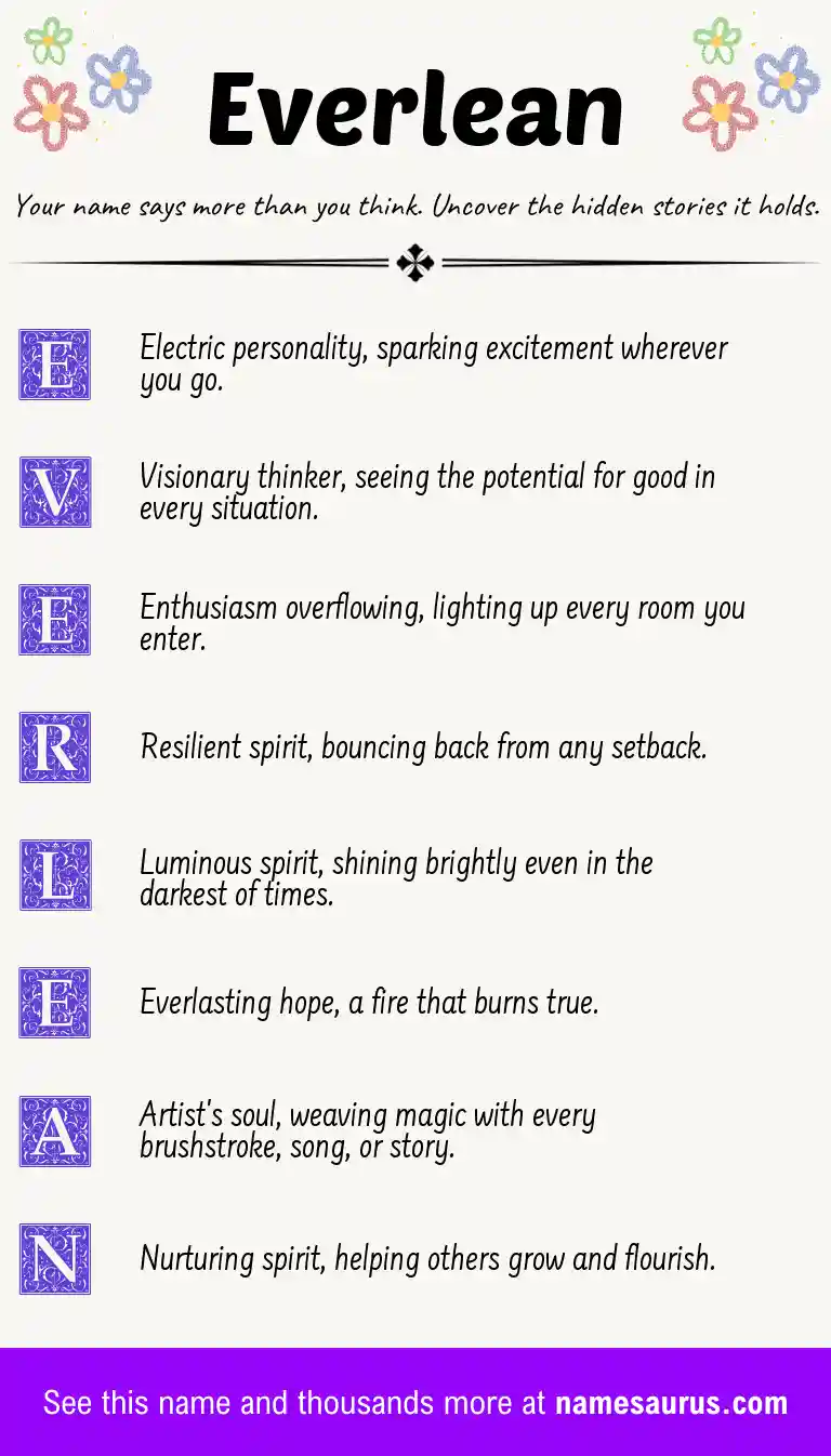 Acrostic poem about Everlean.