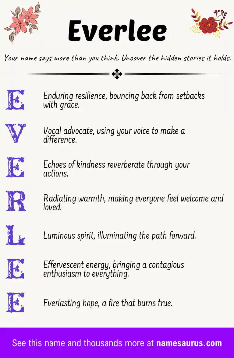 Acrostic poem about Everlee.