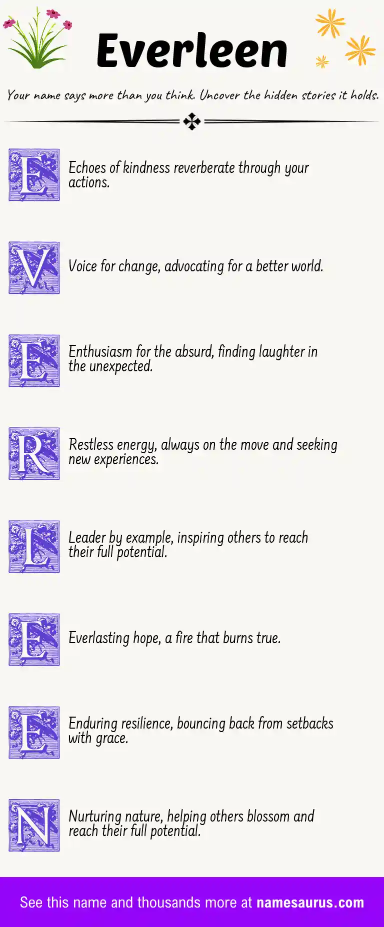 Acrostic poem about Everleen.