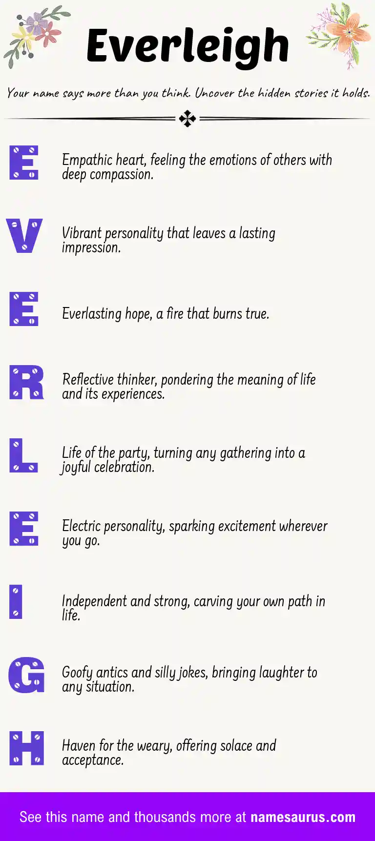 Acrostic poem about Everleigh.