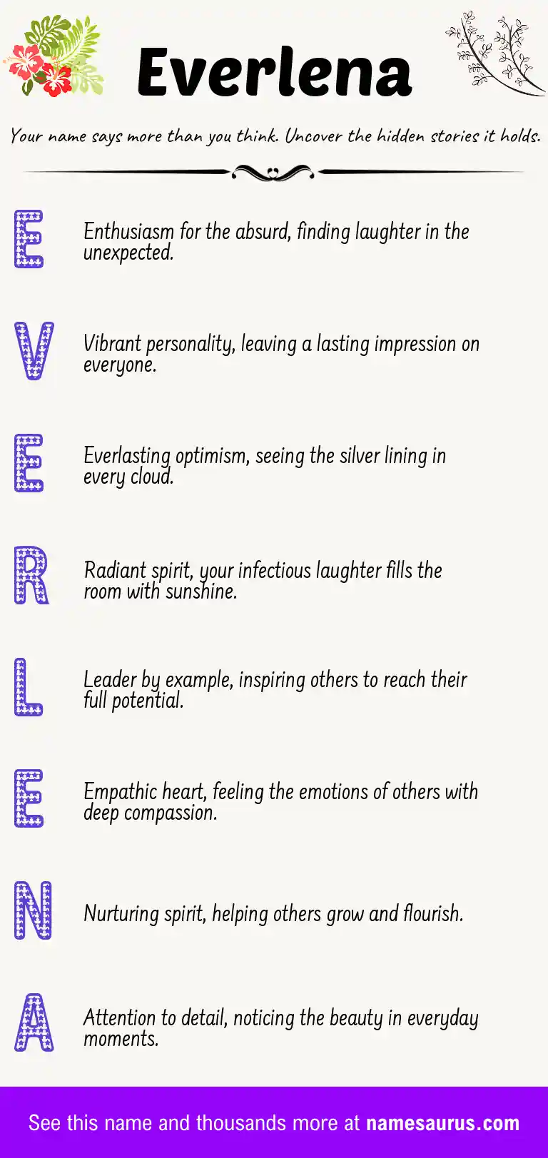 Acrostic poem about Everlena.