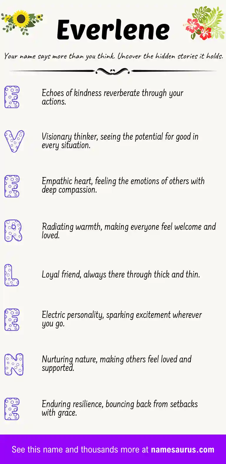 Acrostic poem about Everlene.