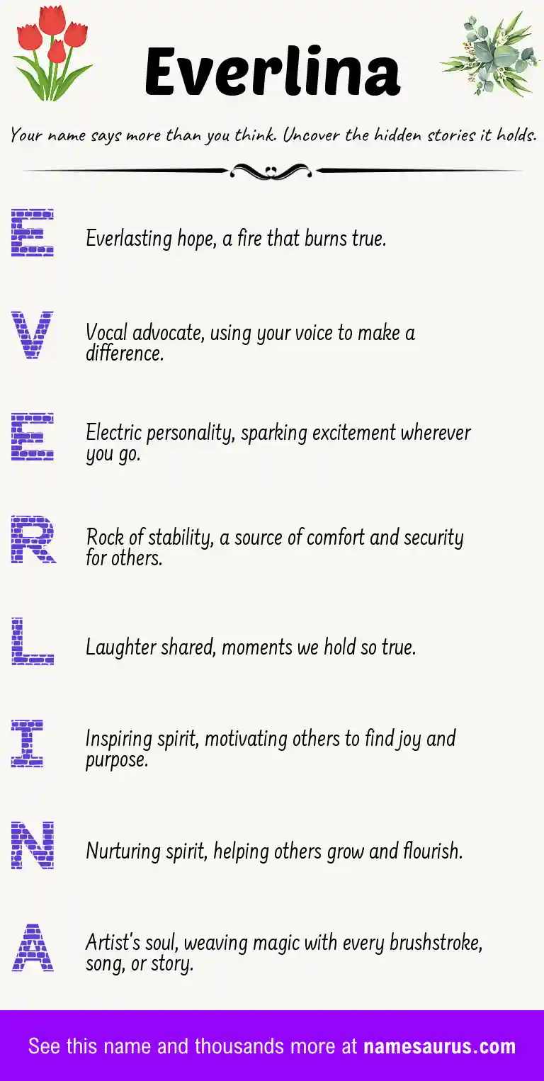 Acrostic poem about Everlina.