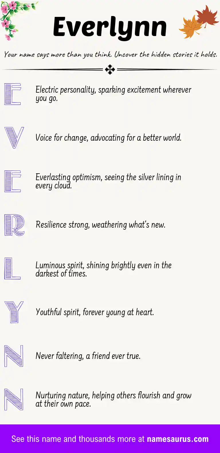 Acrostic poem about Everlynn.