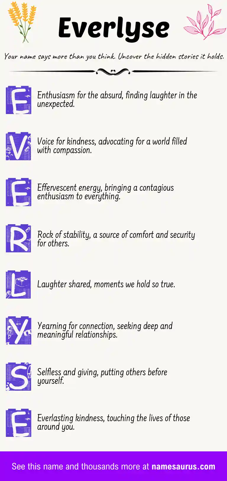 Acrostic poem about Everlyse.