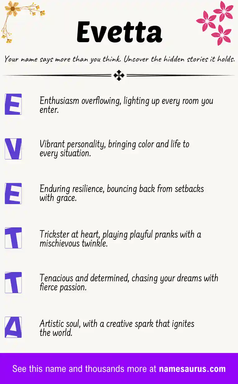 Acrostic poem about Evetta.