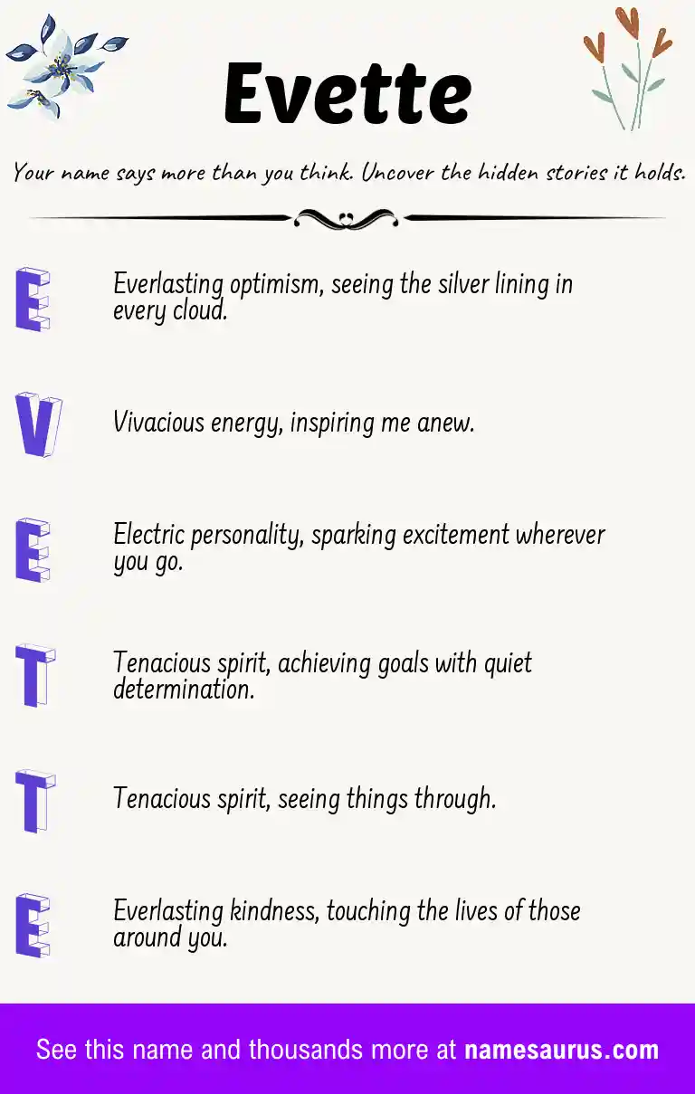 Acrostic poem about Evette.