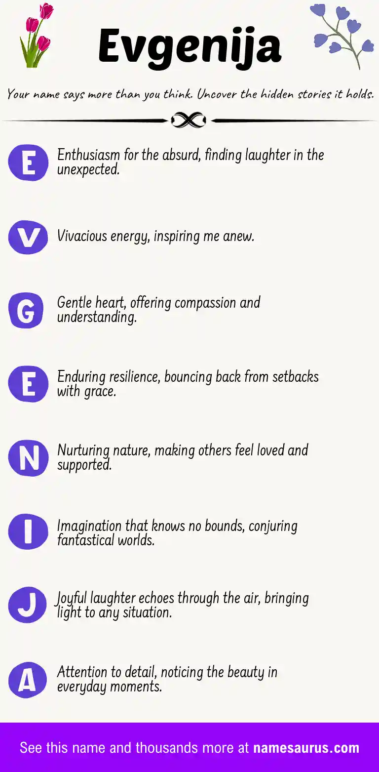 Acrostic poem about Evgenija.