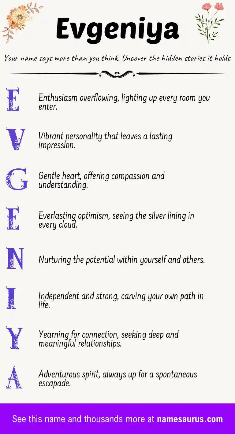 Acrostic poem about Evgeniya.
