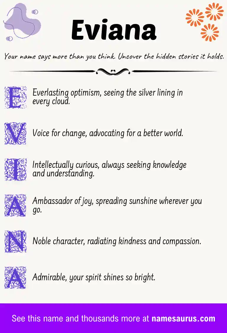 Acrostic poem about Eviana.