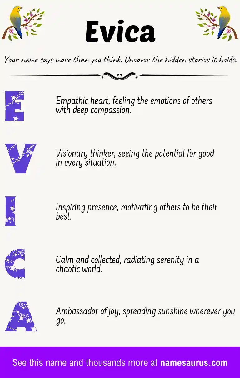 Acrostic poem about Evica.