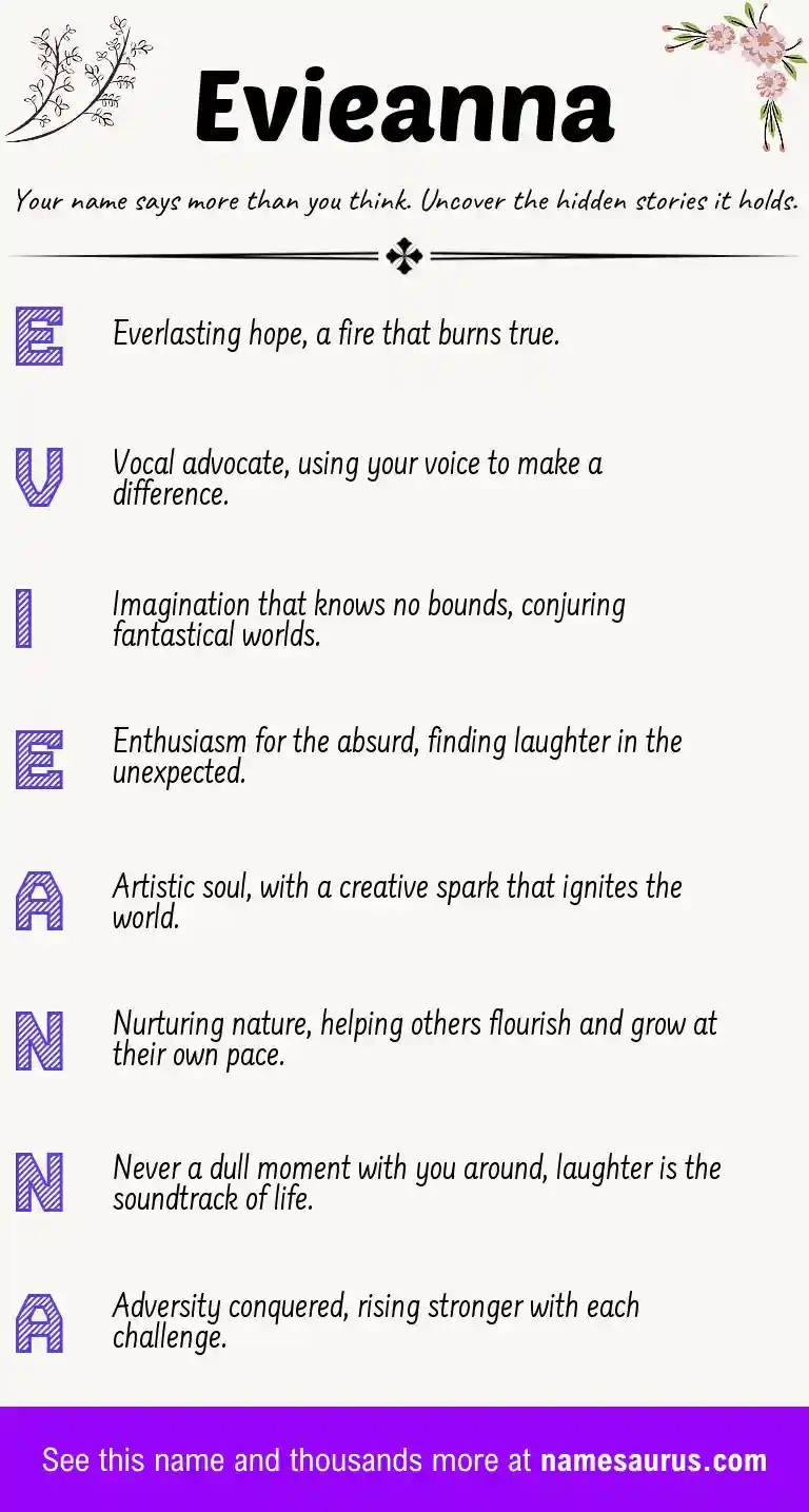 Acrostic poem about Evieanna.