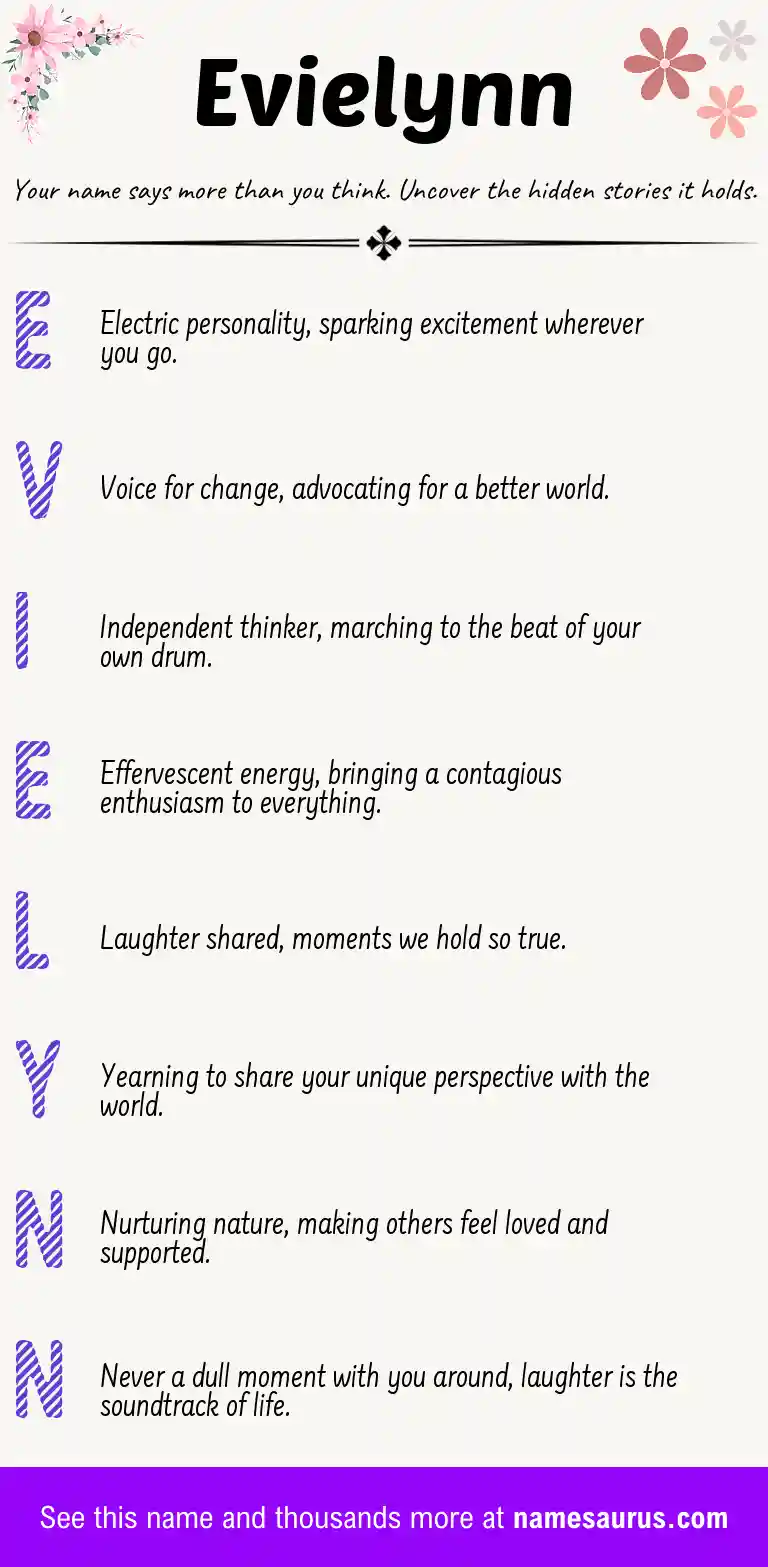Acrostic poem about Evielynn.