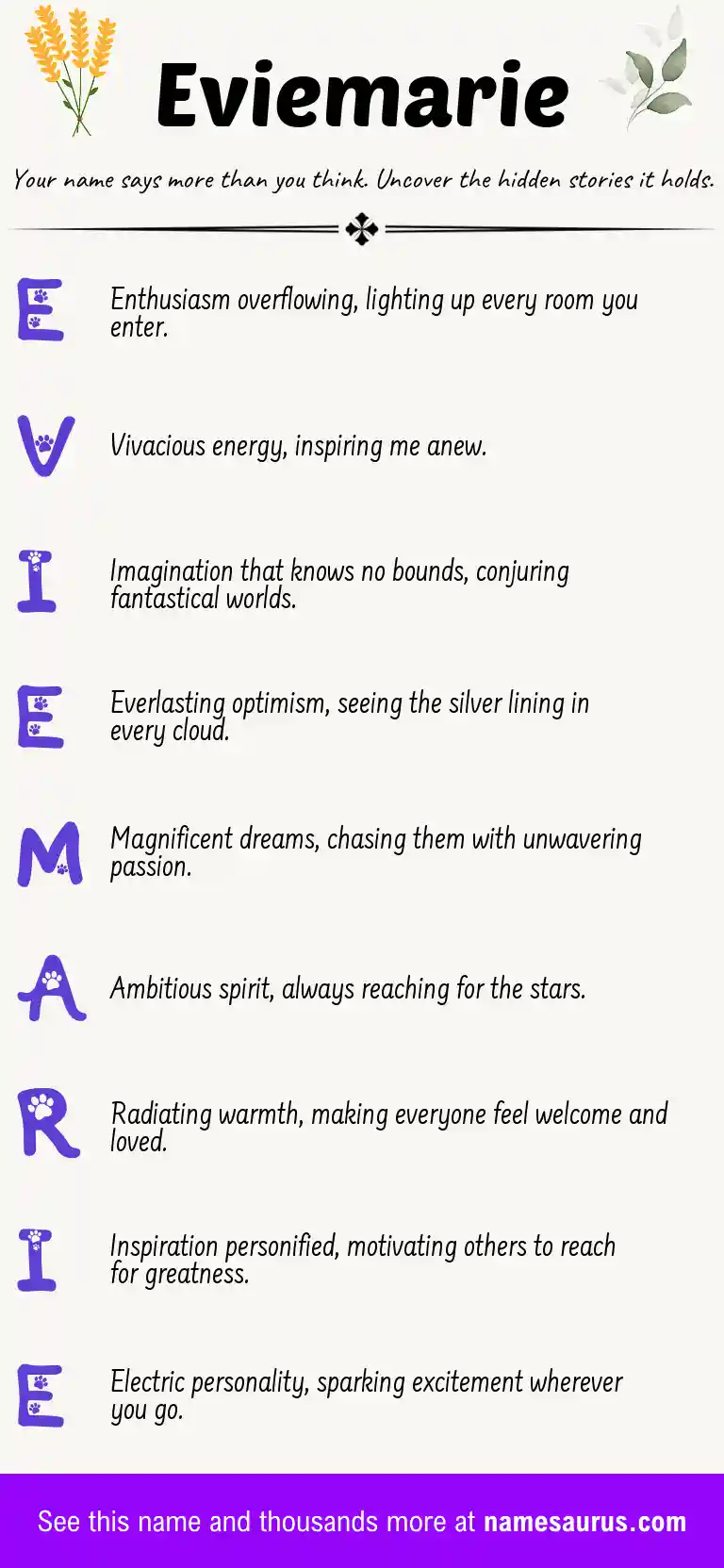 Acrostic poem about Eviemarie.